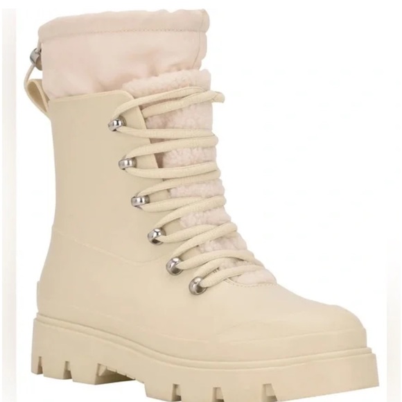 1 day sale! Marc Fisher Ltd Marzipan Freely Waterproof Lace-Up Furry Boots - Picture 3 of 7